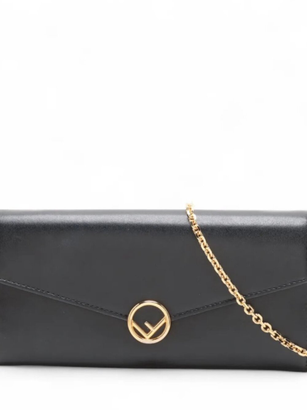 Fendi Leather Wallet on Chain Black